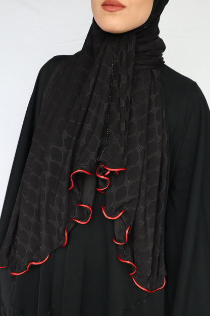 HOLOGRAPH AVEC STRASS NOIR BORDURE ROUGE