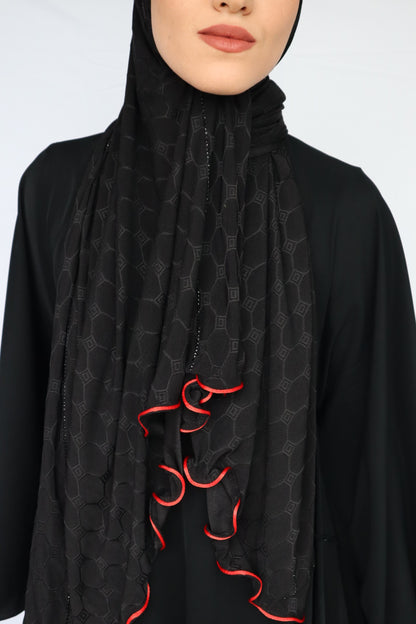 HOLOGRAPH AVEC STRASS NOIR BORDURE ROUGE