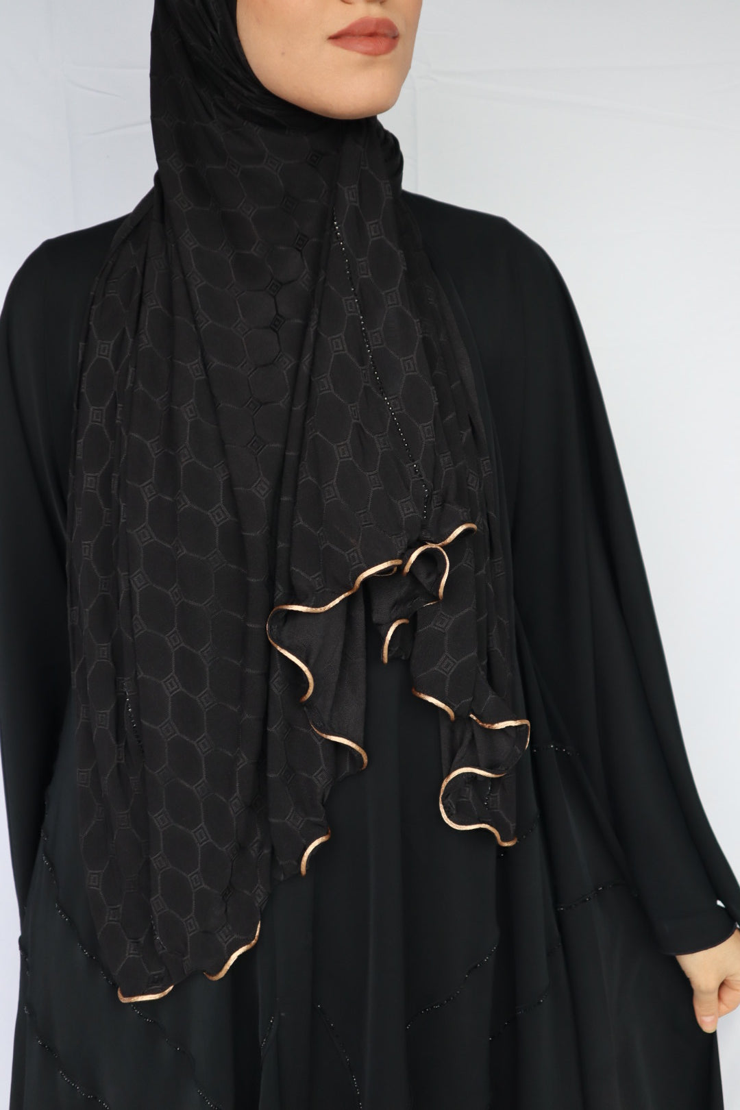 HOLOGRAPH AVEC STRASS NOIR BORDURE DORÉE