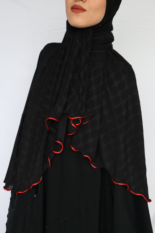 HOLOGRAPH AVEC STRASS NOIR BORDURE ROUGE