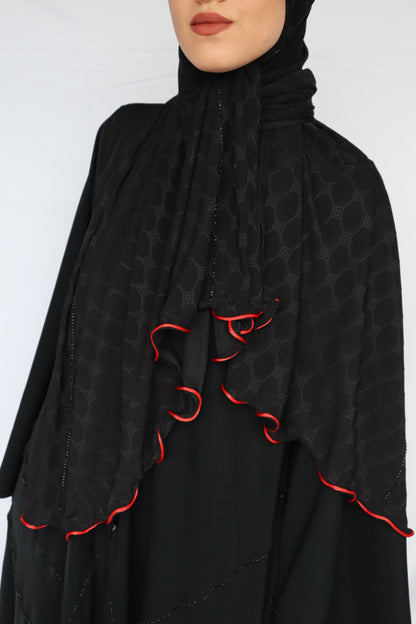 HOLOGRAPH AVEC STRASS NOIR BORDURE ROUGE
