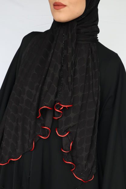 HOLOGRAPH AVEC STRASS NOIR BORDURE ROUGE