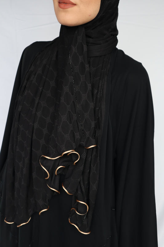 HOLOGRAPH AVEC STRASS NOIR BORDURE DORÉE